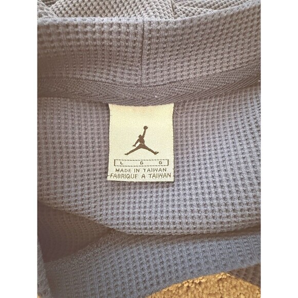 Vintage retro 90s Air Michael Jordan Long Sleeve Shirt waffle knit Size L Blue - Picture 9 of 11